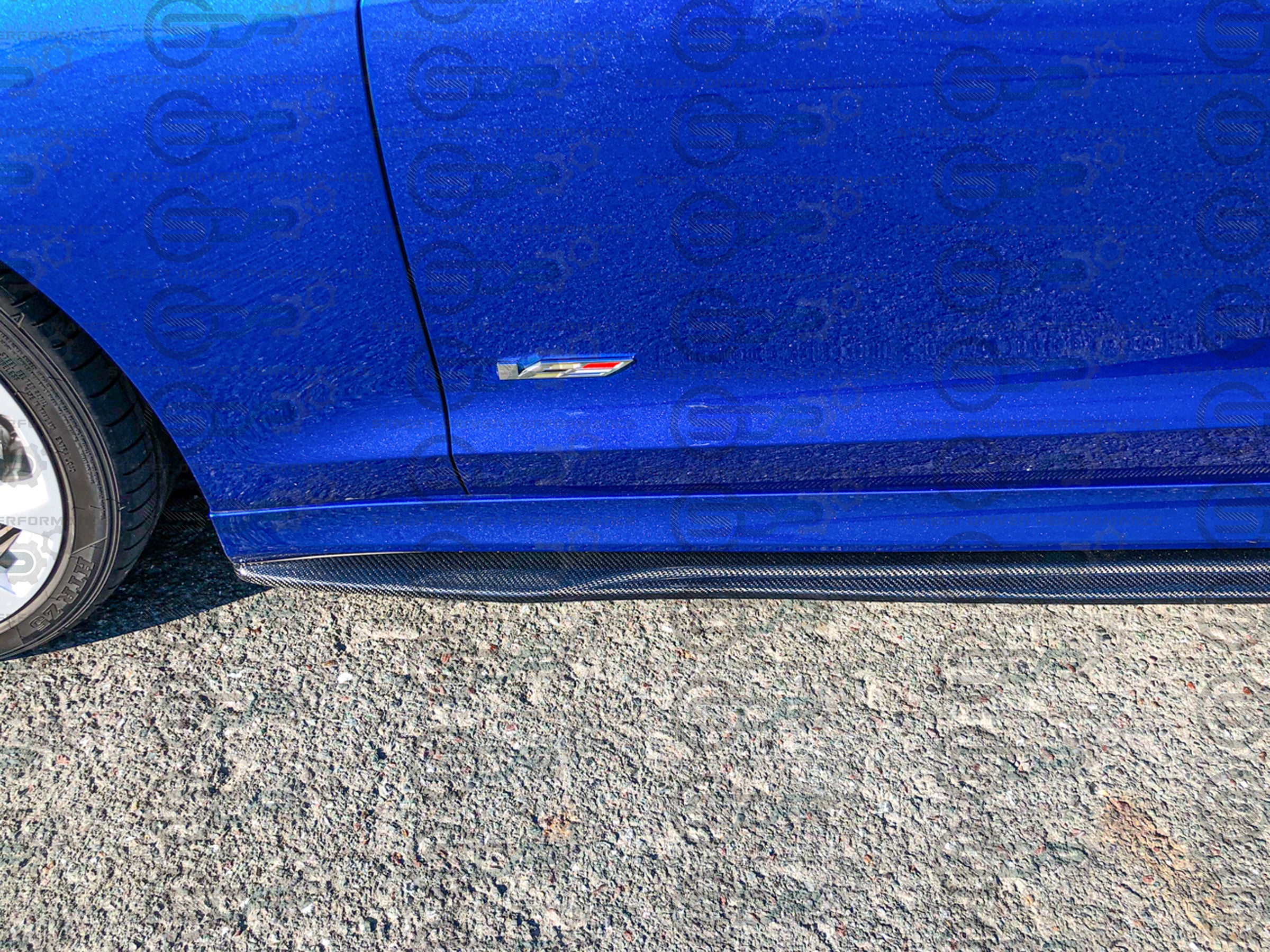 2016-2019 CADILLAC ATS-V CARBON FIBER FRONT SPLITTER & SIDE SKIRTS ROCKER PANELS GROUND EFFECTS